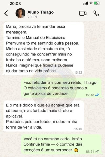 Depoimento de Thiago sobre o Manual do Estoicismo