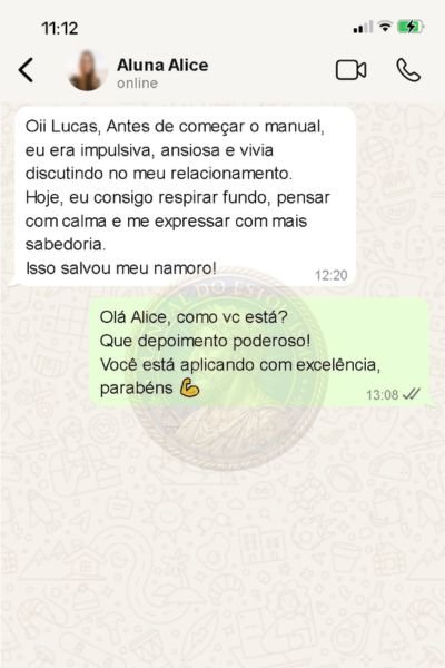 Depoimento de Alice sobre o Manual do Estoicismo