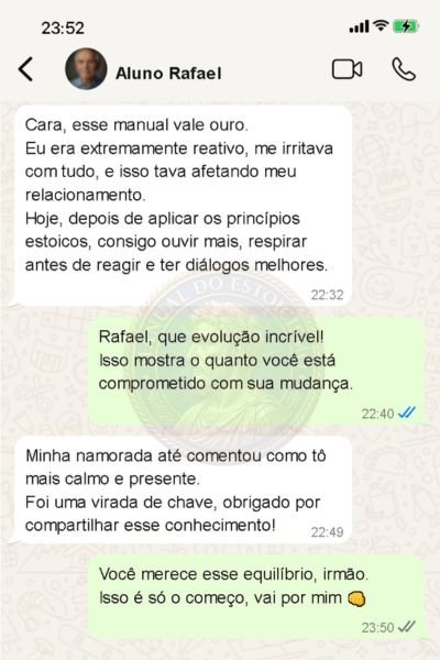 Depoimento de Rafael sobre o Manual do Estoicismo